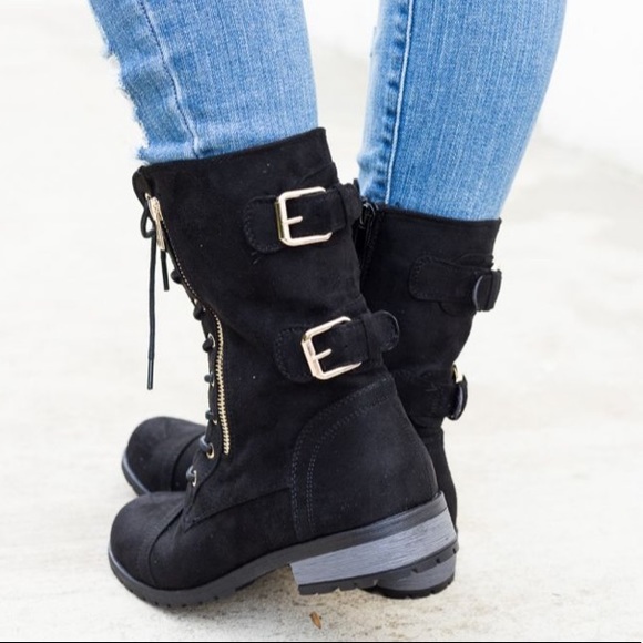 Fletch Buckled Military Combat Rugged Boot - Picture 2 of 3